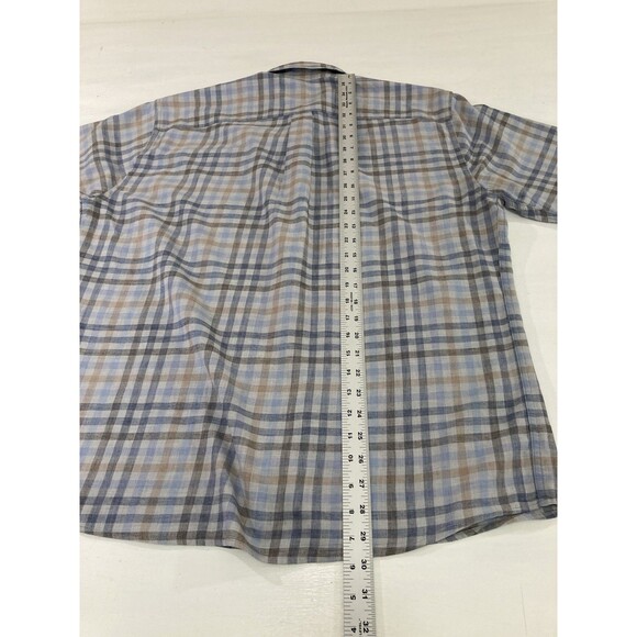 Peter Millar Hill Point Shirt Men’s L Blue Plaid Cotton Button Up Preppy - Picture 8 of 8